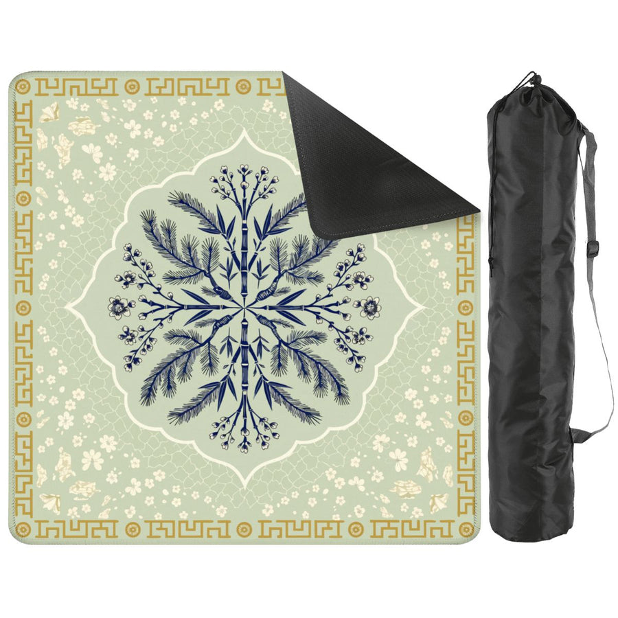 Three Friends of Winter product mockup showing the folded mat and carrying bag