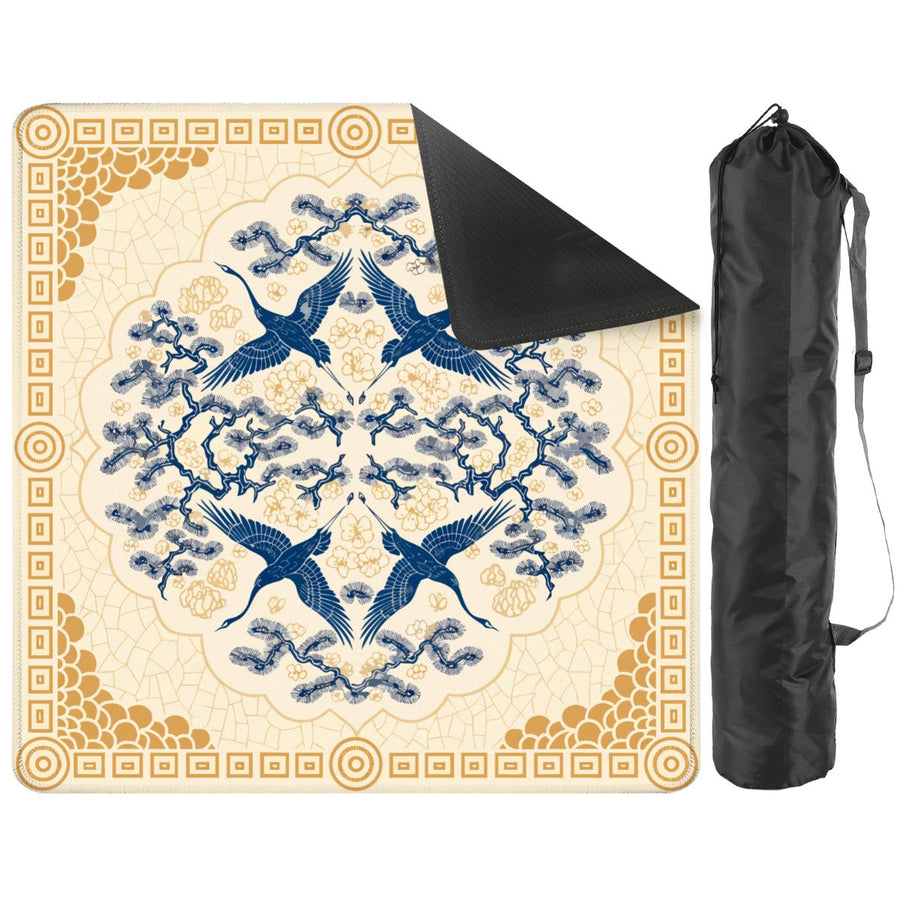 Crane and Pine product mockup showing the folded mat and carrying bag