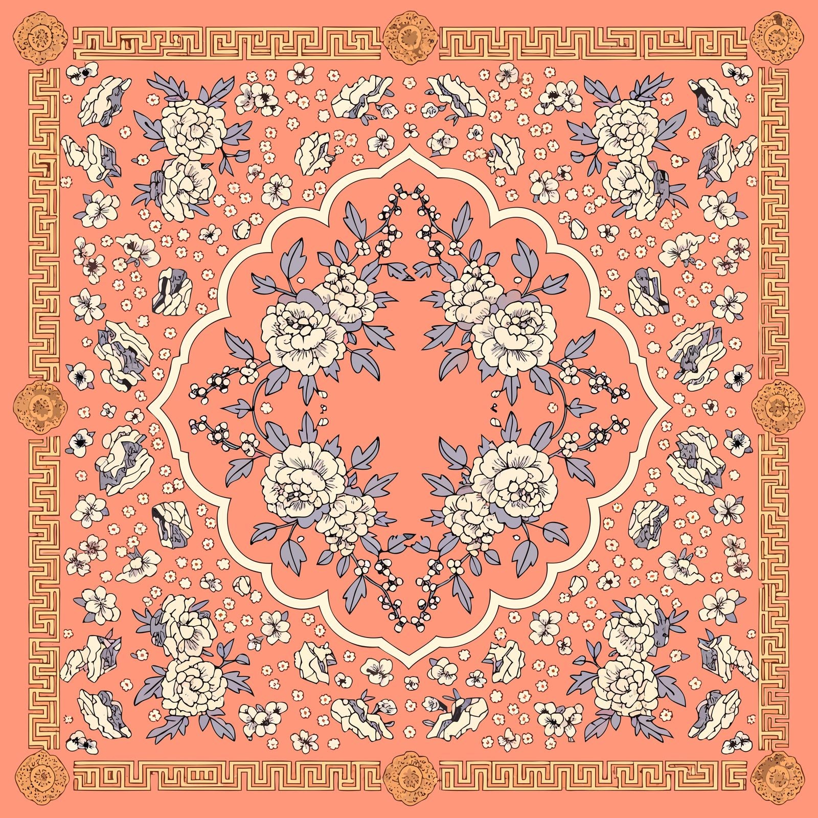 Peony and Crab Apple — flat mat artwork